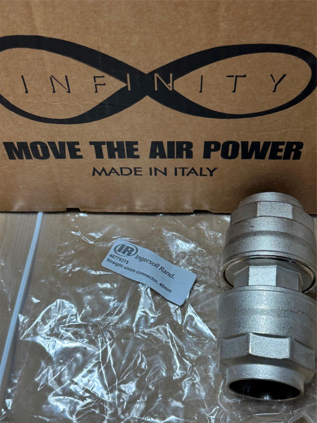 OEM Ingersoll Rand 48779375 40mm Straight Union Compressor Connector Stainless